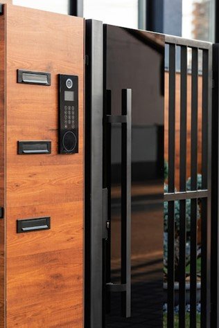 A sleek smart lock featuring a keypad for secure, keyless entry, ideal for homeowners seeking affordable smart lock solutions in Las Vegas.