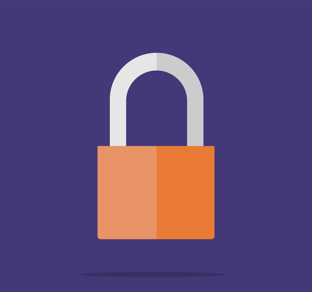 An illustration of a lock against a purple background.